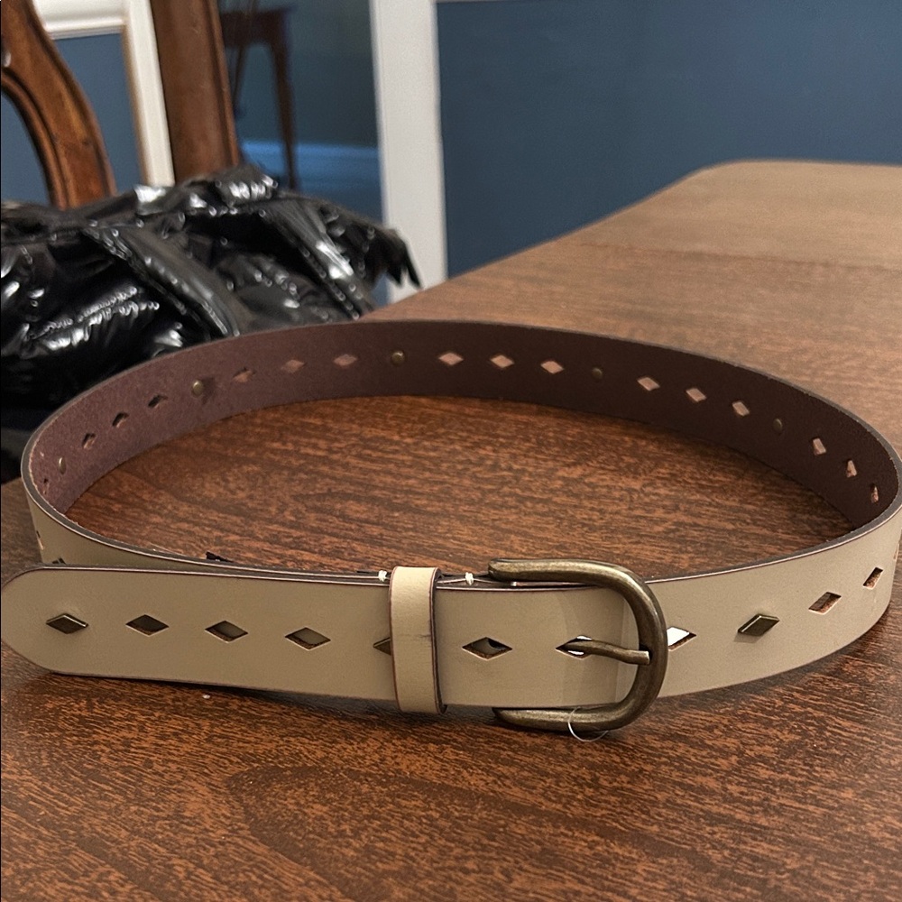 Frye cream studded  Leather Belt- size large